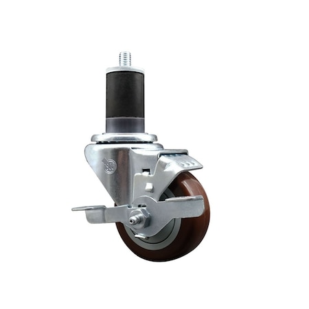 Service Caster 3'' SS Maroon Poly Swivel 1-5/8'' Expanding Stem Caster with Brake SCC-SSEX20S314-PPUB-MRN-TLB-158